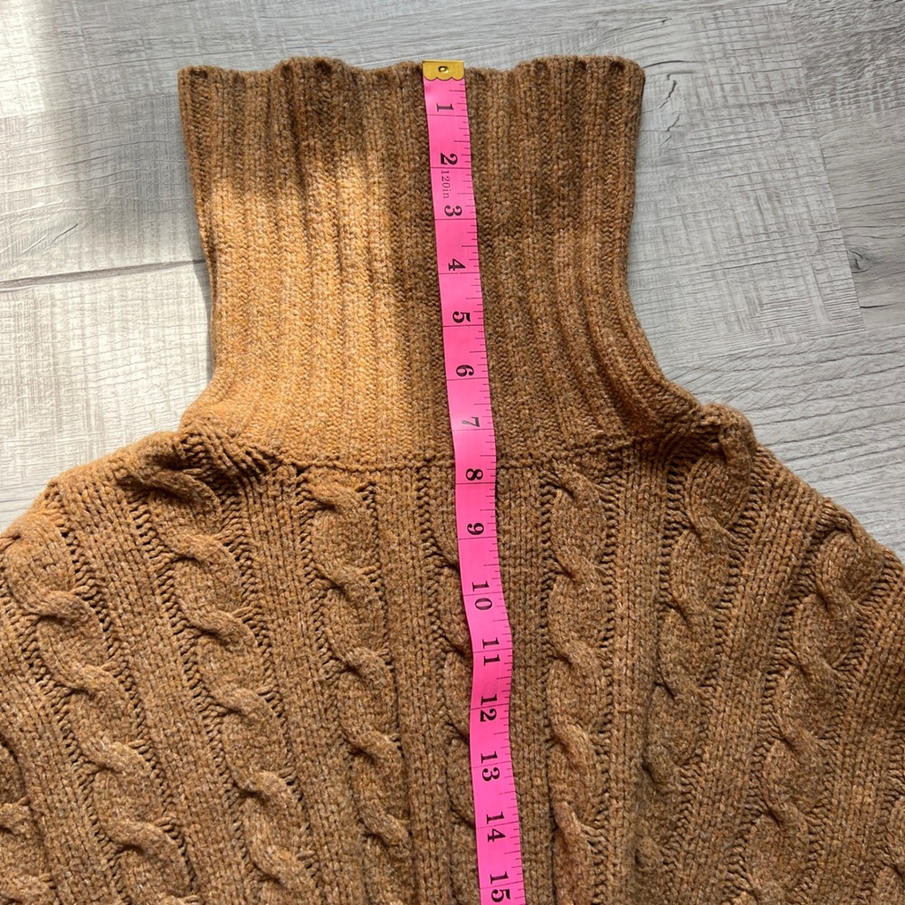 Abercrombie & Fitch Cable Knit Turtleneck Sweater M Chunky Wool Alpaca Brown - Picture 4 of 9